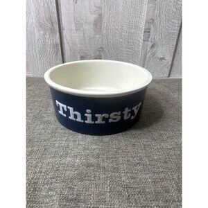 Top Paw Thirsty Ceramic Pet Bowl 7 Inch Navy & White Microwave Safe Dog Cat